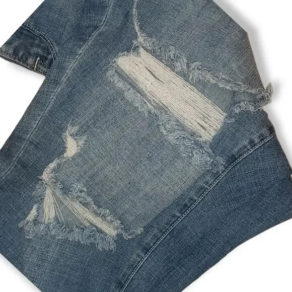 NWT! Good American Good Legs Crop High Waist ripped busted Sz 24W - Picture 5 of 11